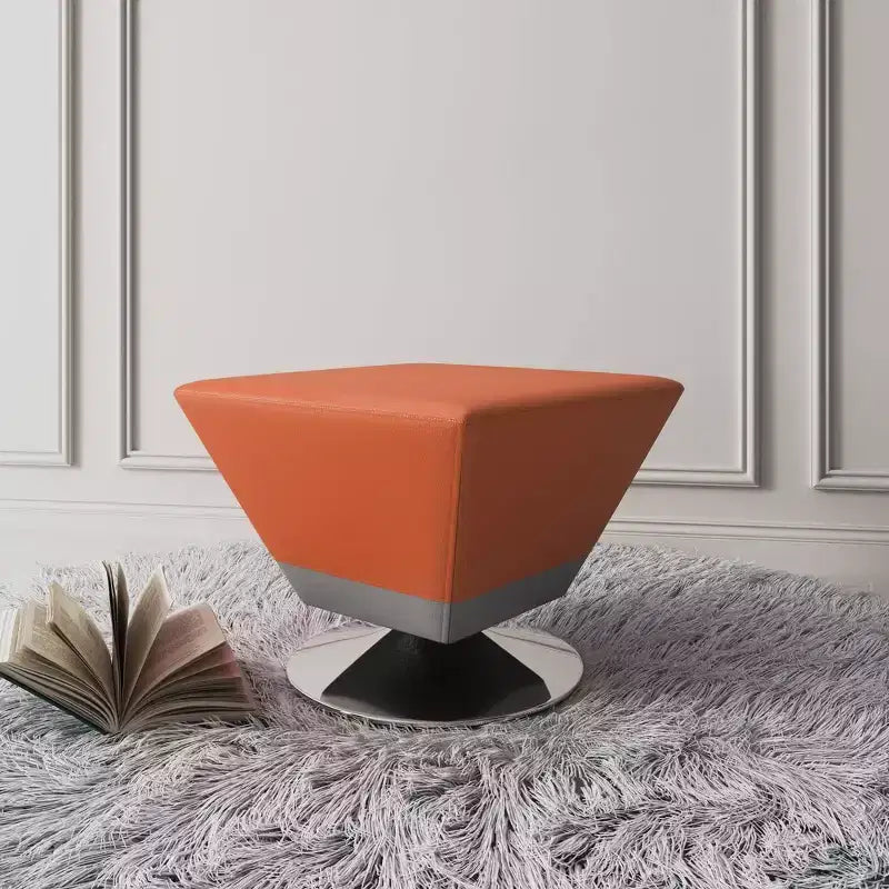 Diamond Swivel Ottoman Faux Leather Padded Seat