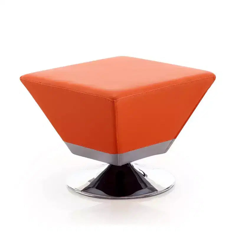 Diamond Swivel Ottoman Faux Leather Padded Seat