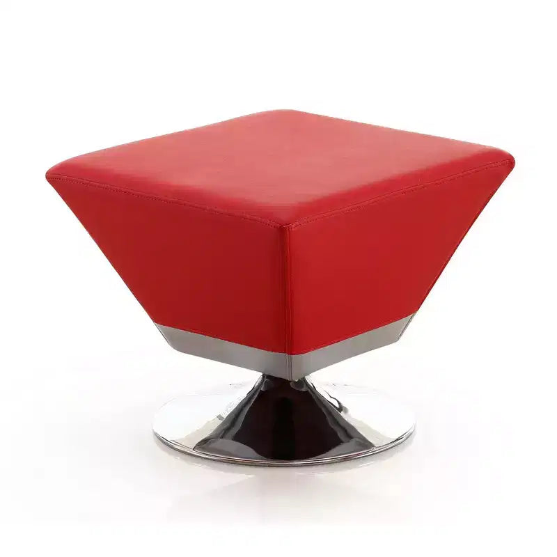Diamond Swivel Ottoman Faux Leather Padded Seat