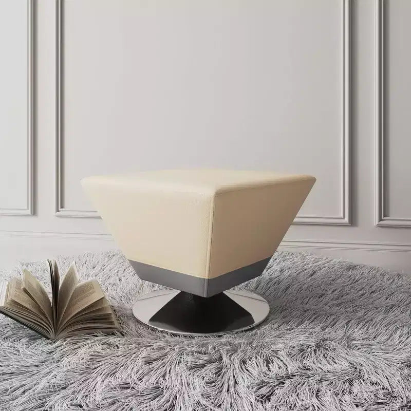 Diamond Swivel Ottoman Faux Leather Padded Seat