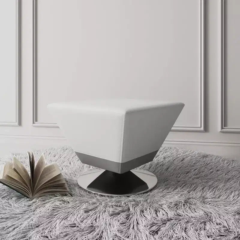 Diamond Swivel Ottoman Faux Leather Padded Seat