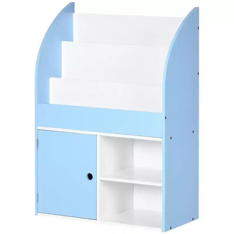 Kids Bookshelf and Toy Storage Organizer with Cabinet Ages 3-8 Blue
