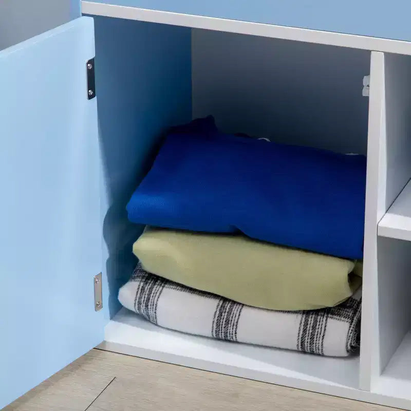 Kids Bookshelf and Toy Storage Organizer with Cabinet Ages 3-8 Blue