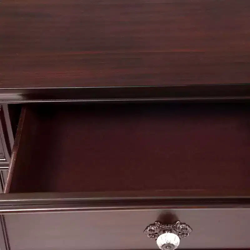 3-Drawer Nightstand with Bun Feet Brown Wood Veneer