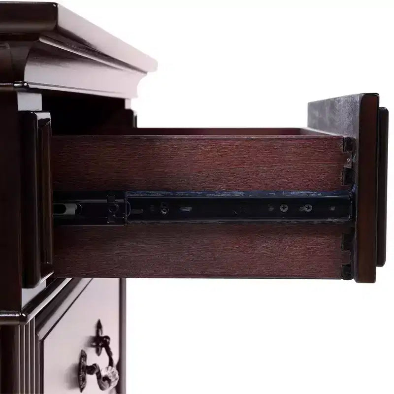 3-Drawer Nightstand with Bun Feet Brown Wood Veneer
