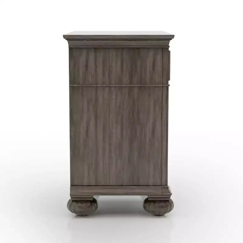 3-Drawer Nightstand with Bun Feet Brown Wood Veneer