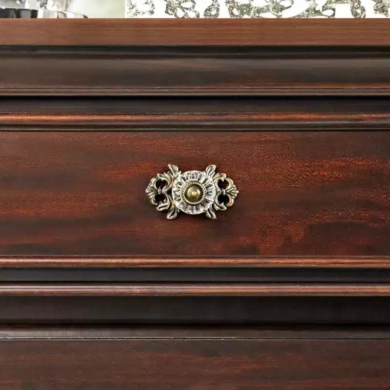3-Drawer Nightstand with Bun Feet Brown Wood Veneer