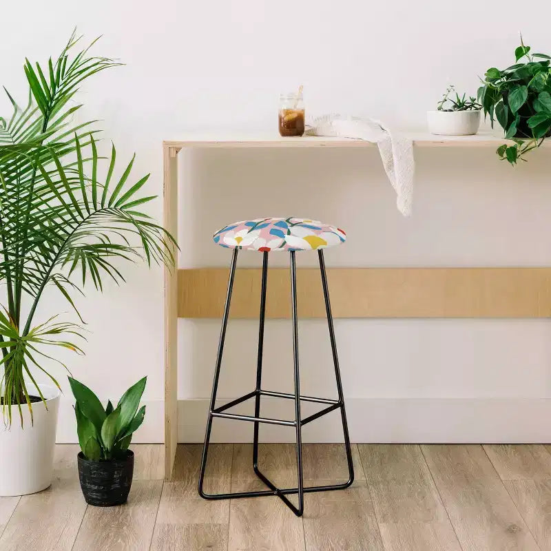 White Springs Florals Upholstered Barstool