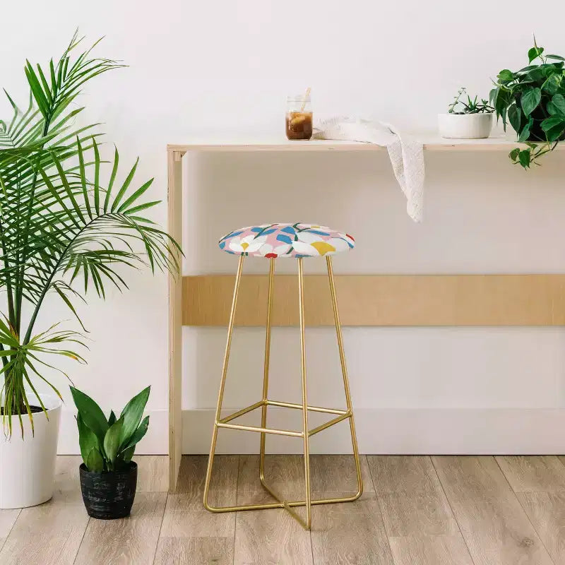 White Springs Florals Upholstered Barstool