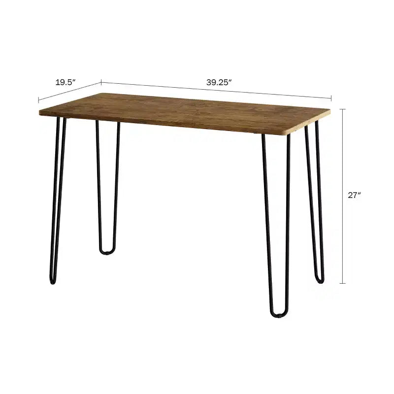 Modern Industrial Desk with Hairpin Legs Woodgrain-Look and Steel Accent