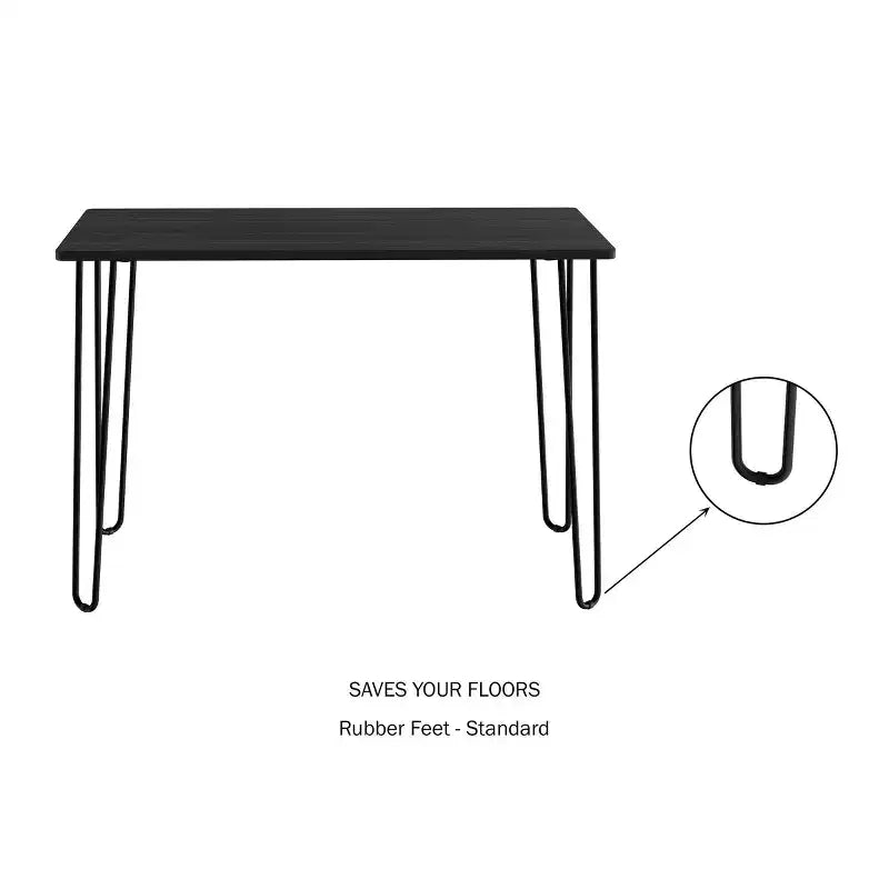 Modern Industrial Desk with Hairpin Legs Woodgrain-Look and Steel Accent