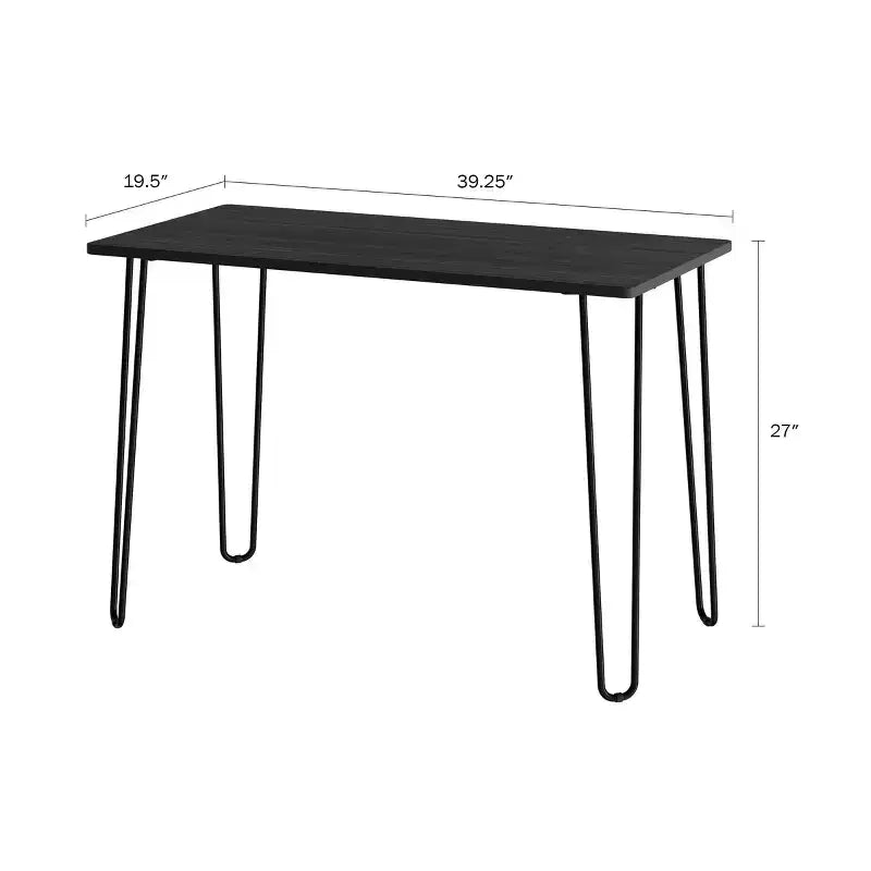 Modern Industrial Desk with Hairpin Legs Woodgrain-Look and Steel Accent