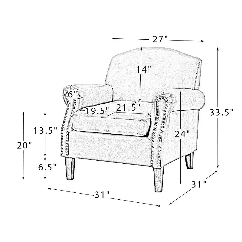 Set of 2 Transitional Vegan Leather Armchair with Nailhead Trim