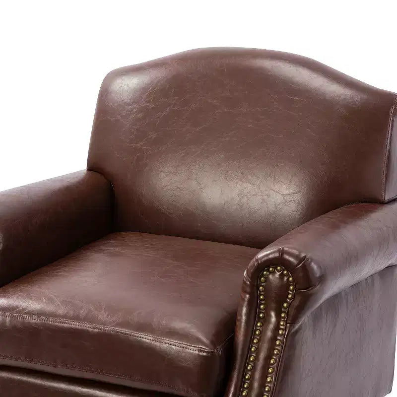 Set of 2 Transitional Vegan Leather Armchair with Nailhead Trim