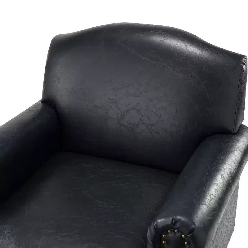 Set of 2 Transitional Vegan Leather Armchair with Nailhead Trim
