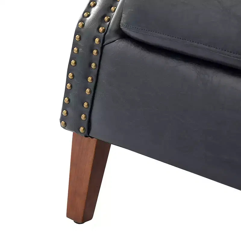 Set of 2 Transitional Vegan Leather Armchair with Nailhead Trim