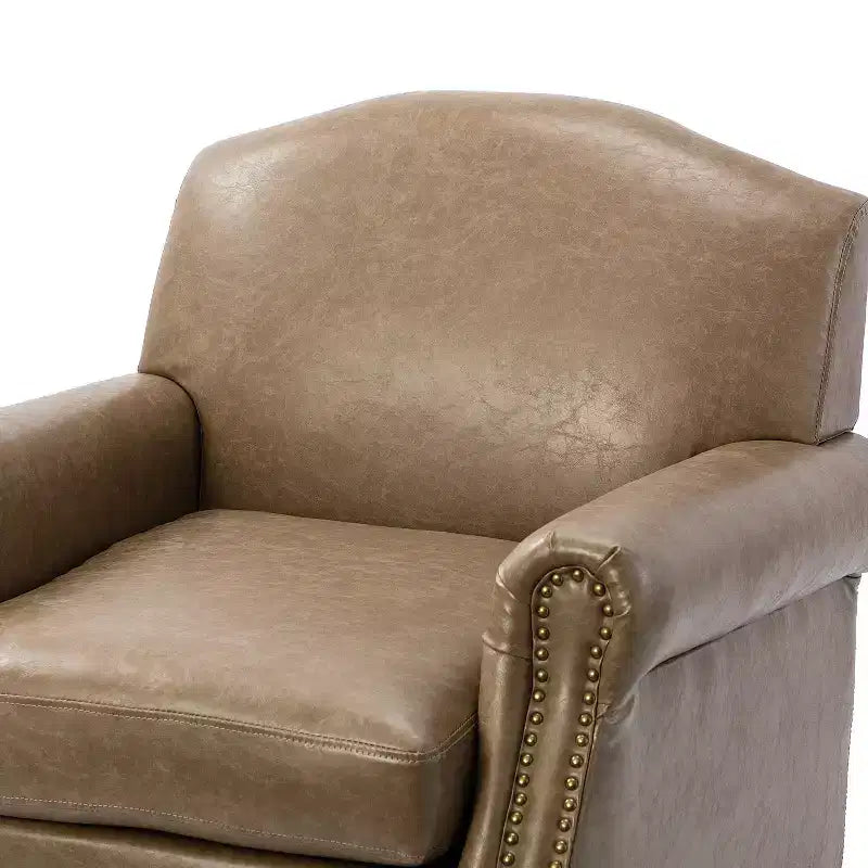 Set of 2 Transitional Vegan Leather Armchair with Nailhead Trim
