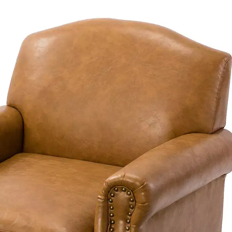 Set of 2 Transitional Vegan Leather Armchair with Nailhead Trim