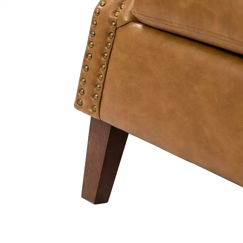 Set of 2 Transitional Vegan Leather Armchair with Nailhead Trim