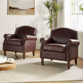 Set of 2 Transitional Vegan Leather Armchair with Nailhead Trim