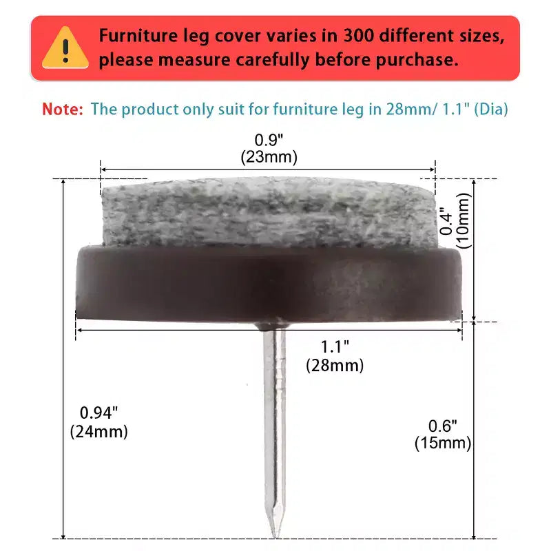 Nail-On Felt Furniture Leg Floor Pads 27mm Pack of 30