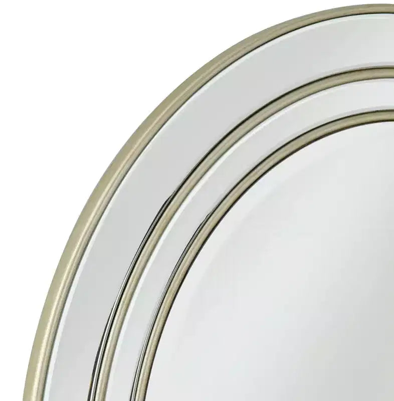 31 3/4" Round Vanity Decorative Wall Mirror Beveled Glass Matte Champagne Frame