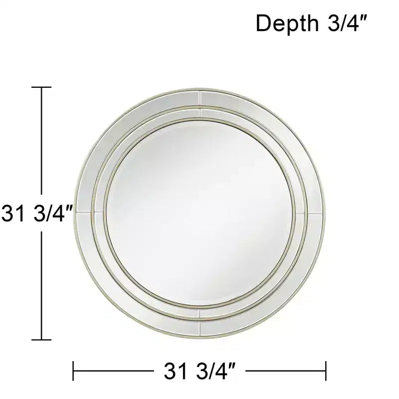 31 3/4" Round Vanity Decorative Wall Mirror Beveled Glass Matte Champagne Frame