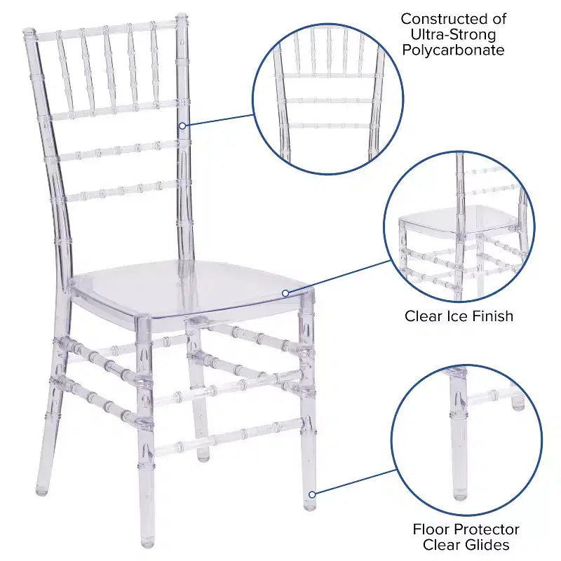 2 Pack Stacking Ghost Chair Clear Polycarbonate