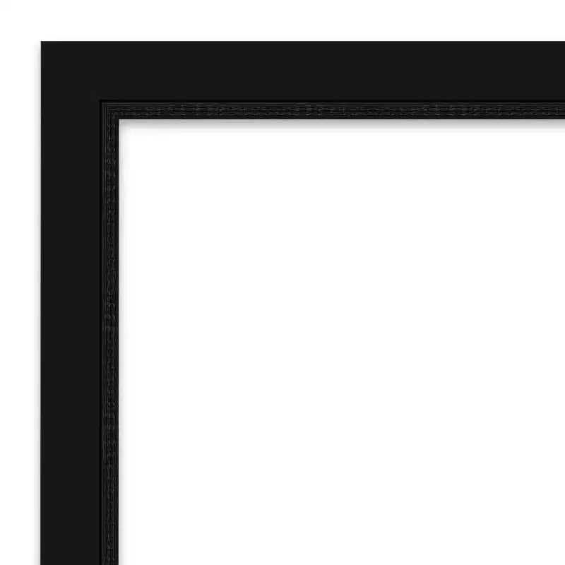 Non-Beveled Bathroom Wall Mirror Satin Black Frame
