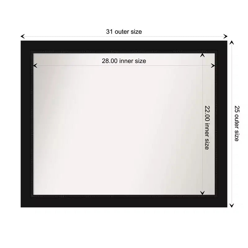 Non-Beveled Bathroom Wall Mirror Satin Black Frame