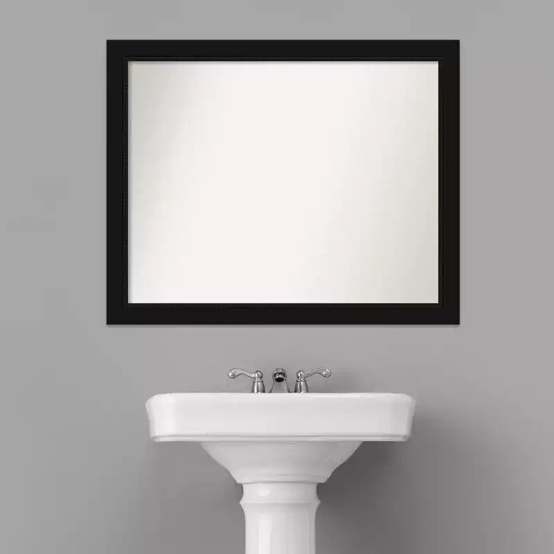 Non-Beveled Bathroom Wall Mirror Satin Black Frame