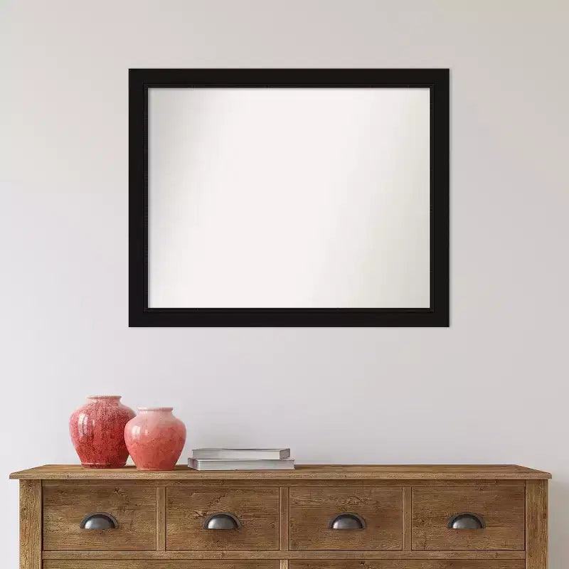 Non-Beveled Bathroom Wall Mirror Satin Black Frame