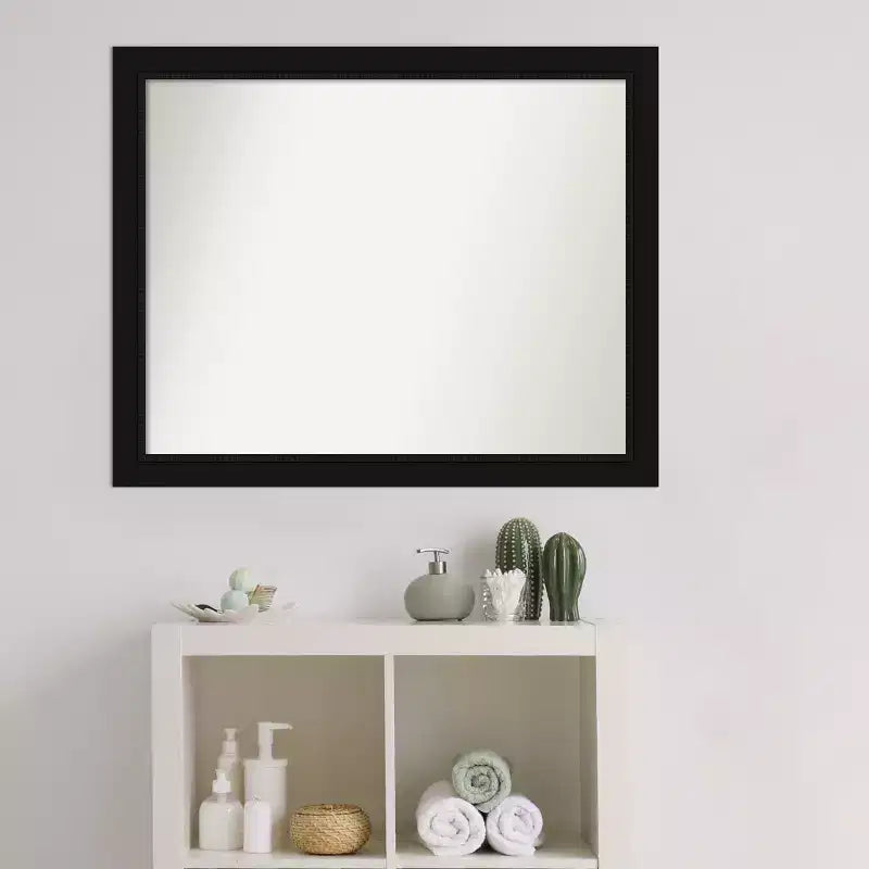 Non-Beveled Bathroom Wall Mirror Satin Black Frame