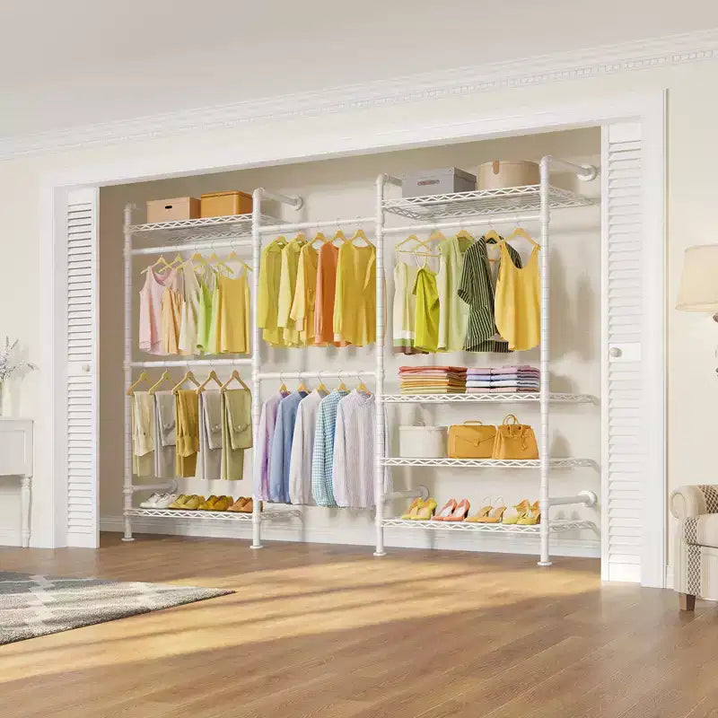 Industrial Pipe Wall Mounted Clothing Rack Walk-in Closet System