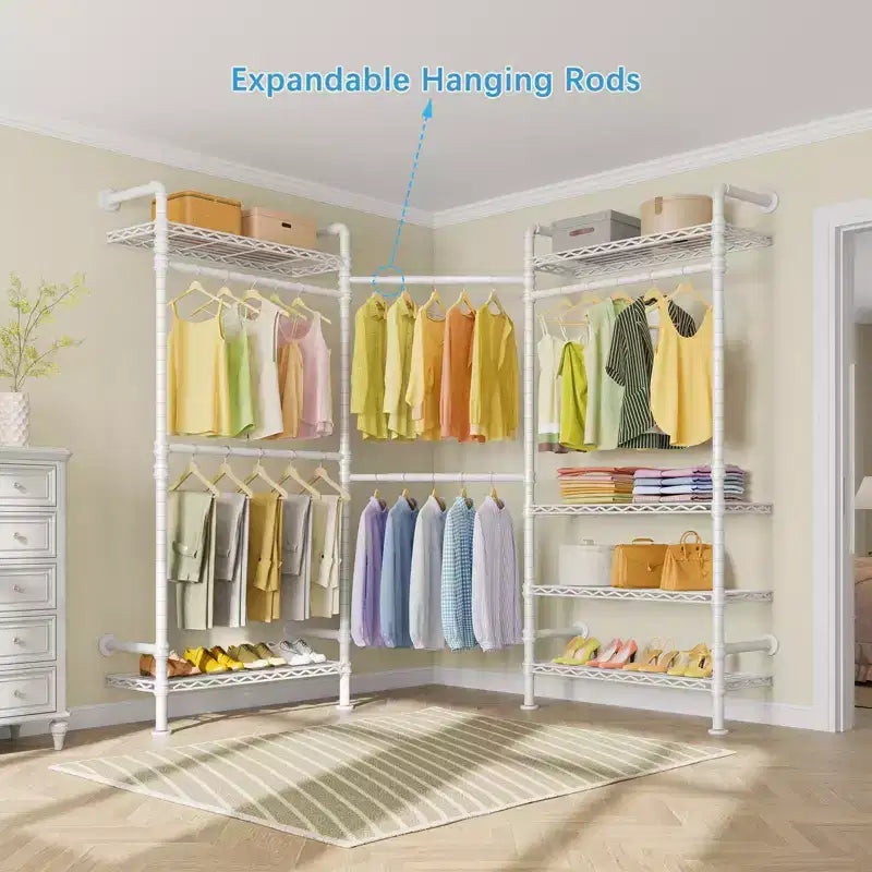 Industrial Pipe Wall Mounted Clothing Rack Walk-in Closet System