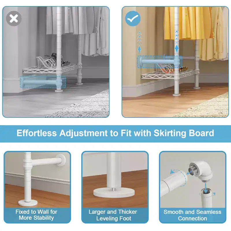 Industrial Pipe Wall Mounted Clothing Rack Walk-in Closet System