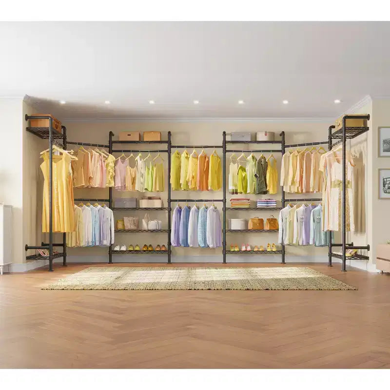 Industrial Pipe Wall Mounted Clothing Rack Walk-in Closet System