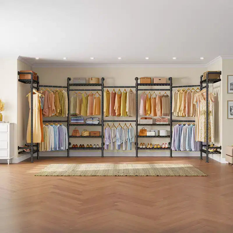 Industrial Pipe Wall Mounted Clothing Rack Walk-in Closet System
