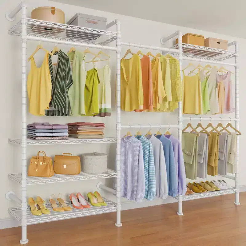 Industrial Pipe Wall Mounted Clothing Rack Walk-in Closet System